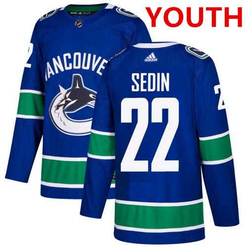 Youth Vancouver Canucks #22 Daniel Sedin Stitched Blue Third Adidas Jersey Dzhi